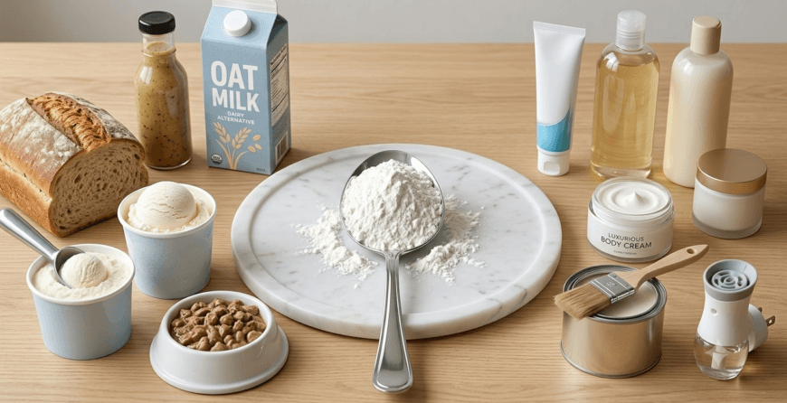 Guar Gum Powder Benefits image showing food and non-food applications